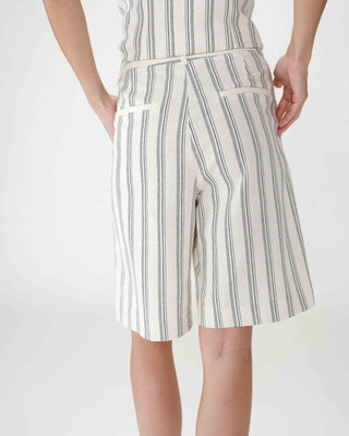 Bermuda droit en coton à plis rayure Wello