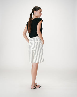 Bermuda droit en coton à plis rayure Wello