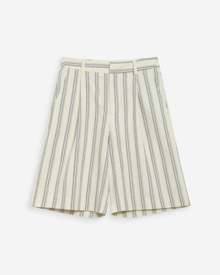 Bermuda droit en coton à plis rayure Wello
