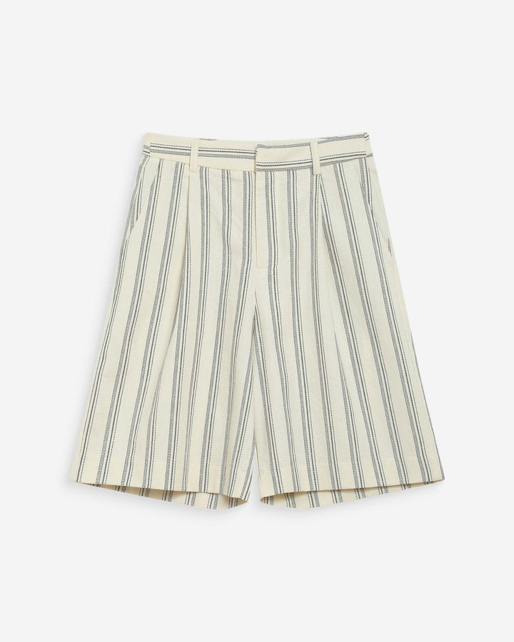 Bermuda droit en coton à plis rayure Wello