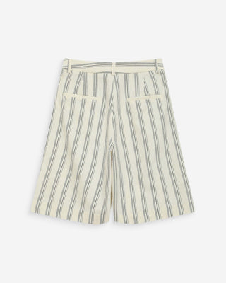 Bermuda droit en coton à plis rayure Wello