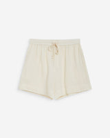 Short amplio de gasa de algodón tiro alto ecru Wasabi