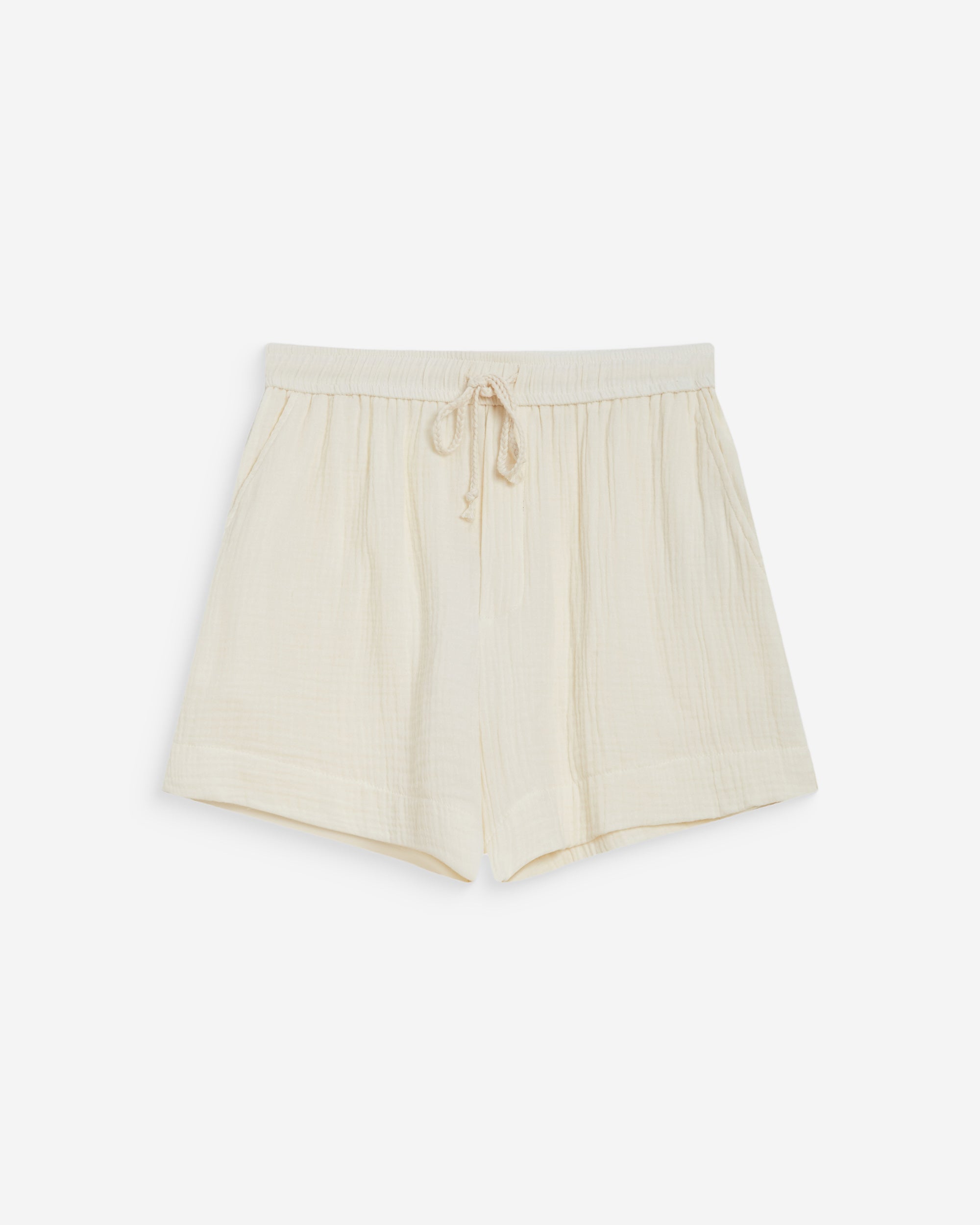 Short amplio de gasa de algodón tiro alto ecru Wasabi