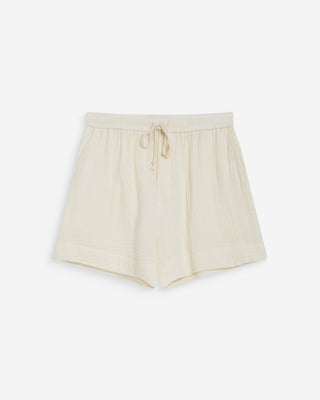 Short amplio de gasa de algodón tiro alto ecru Wasabi