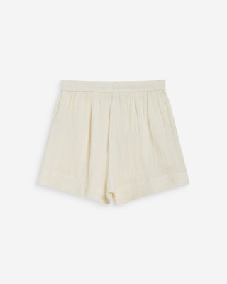 Short amplio de gasa de algodón tiro alto ecru Wasabi