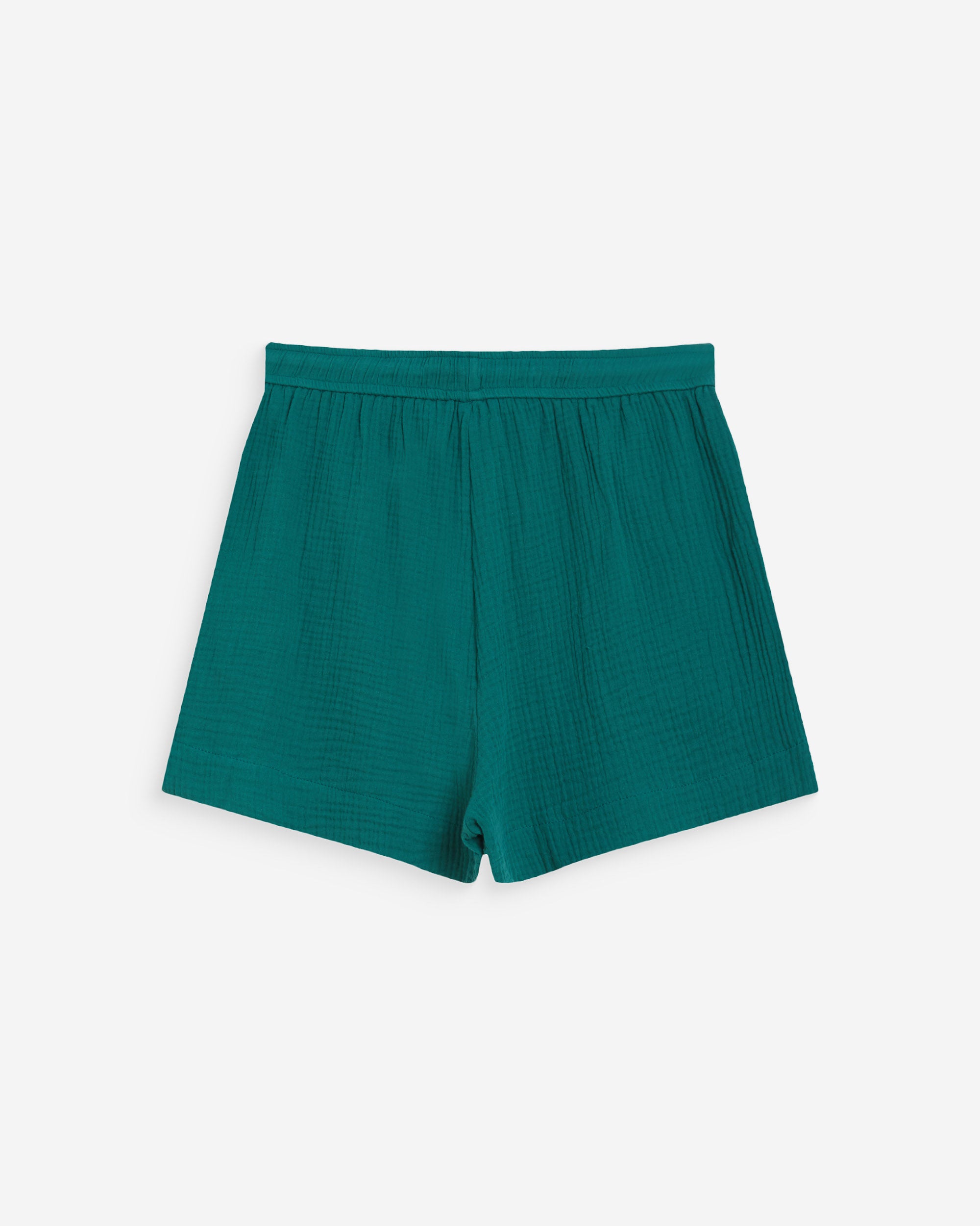 Short amplio de gasa de algodón tiro alto emeraude Wasabi