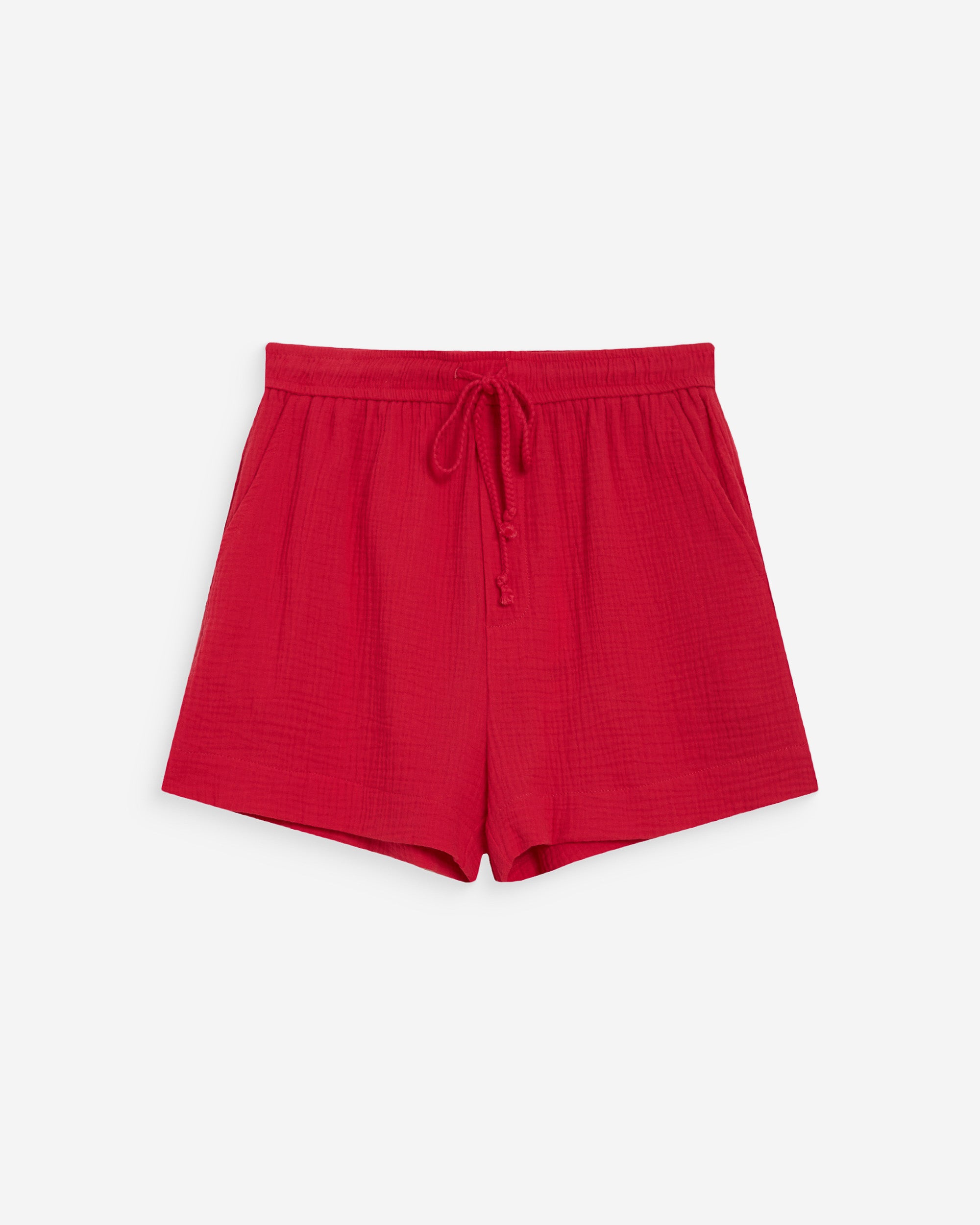 High-waisted cotton gauze wide shorts fuchsia Wasabi