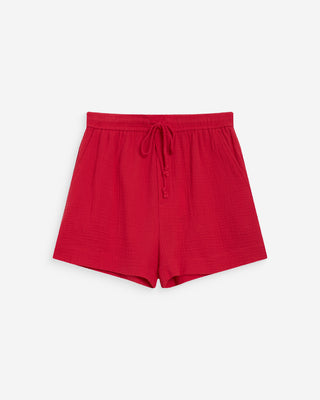 High-waisted cotton gauze wide shorts fuchsia Wasabi