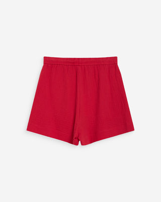 High-waisted cotton gauze wide shorts fuchsia Wasabi