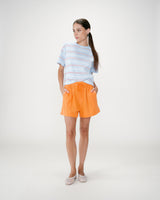High-waisted cotton gauze wide shorts orange Wasabi