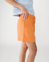 High-waisted cotton gauze wide shorts orange Wasabi