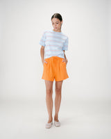 High-waisted cotton gauze wide shorts orange Wasabi