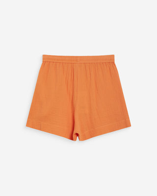 High-waisted cotton gauze wide shorts orange Wasabi