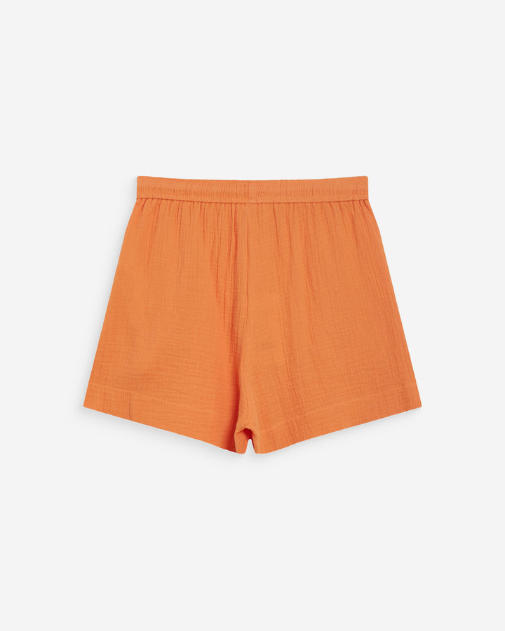 High-waisted cotton gauze wide shorts orange Wasabi