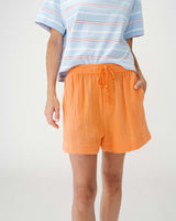 High-waisted cotton gauze wide shorts orange Wasabi
