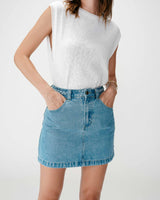 Falda corta vaquera tiro alto lightblue Whitney