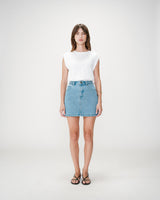 Falda corta vaquera tiro alto lightblue Whitney