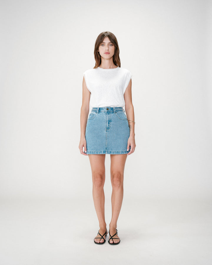 Falda corta vaquera tiro alto lightblue Whitney