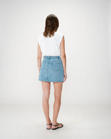 Falda corta vaquera tiro alto lightblue Whitney