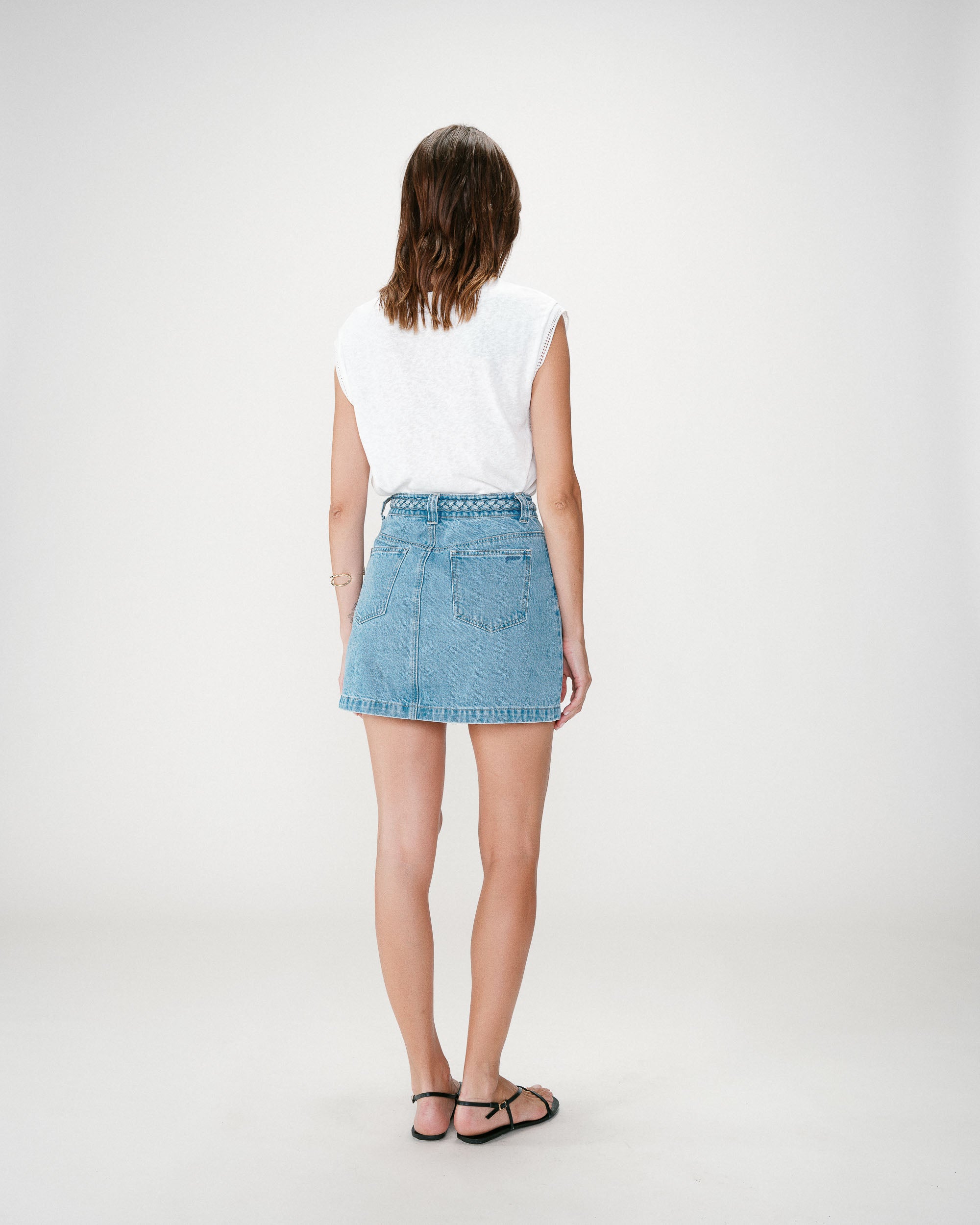 Falda corta vaquera tiro alto lightblue Whitney