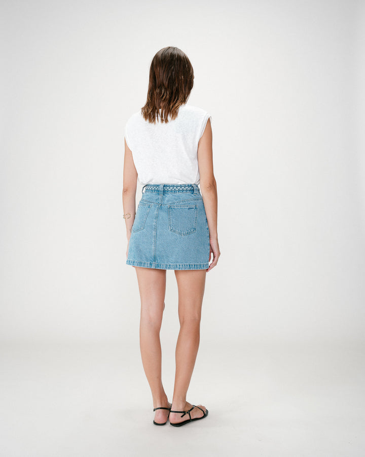 Falda corta vaquera tiro alto lightblue Whitney