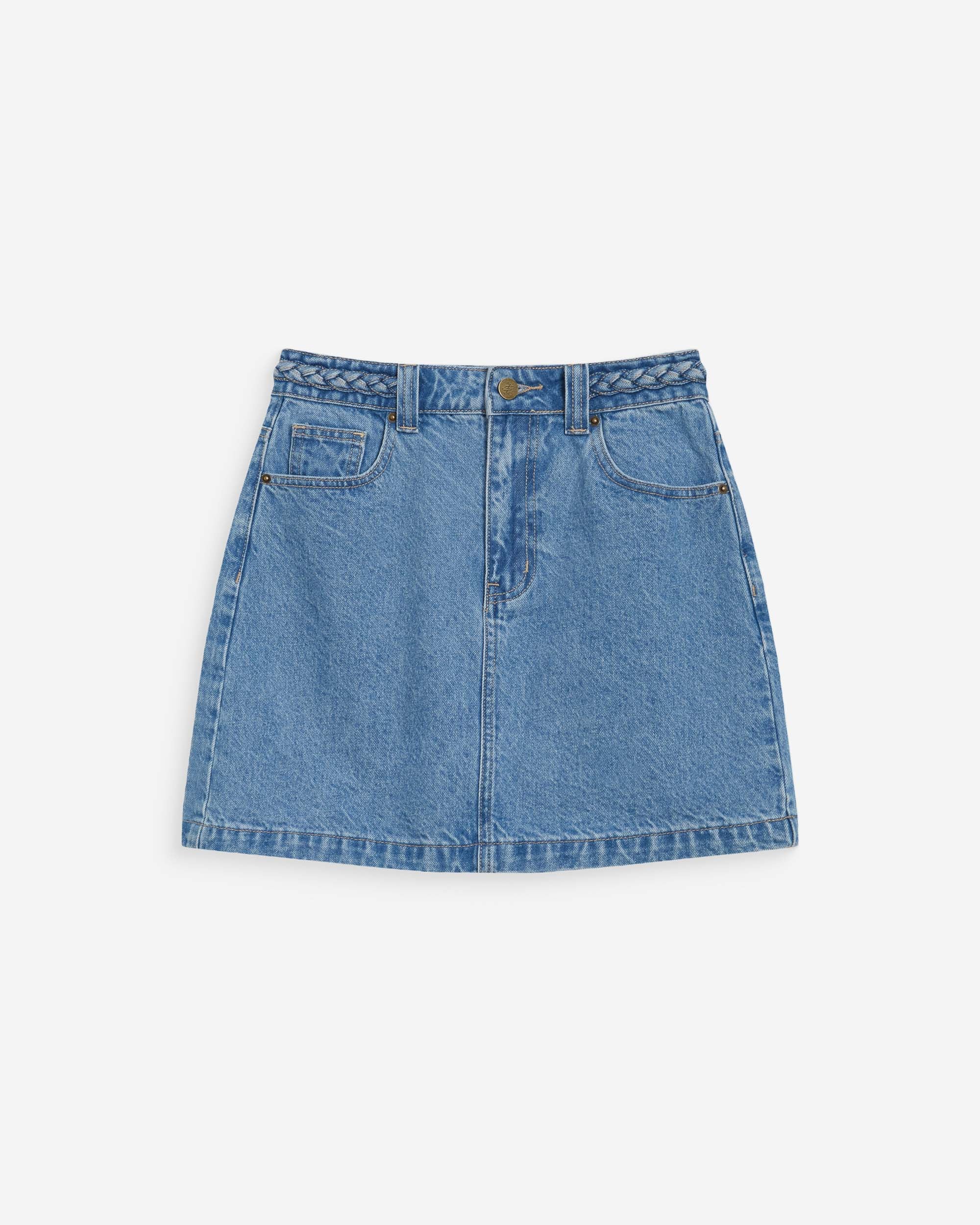 Falda corta vaquera tiro alto lightblue Whitney