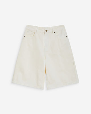 Bermuda long en jean taille haute ecru Will
