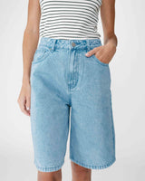 High-waisted long denim bermuda shorts skyblue Will