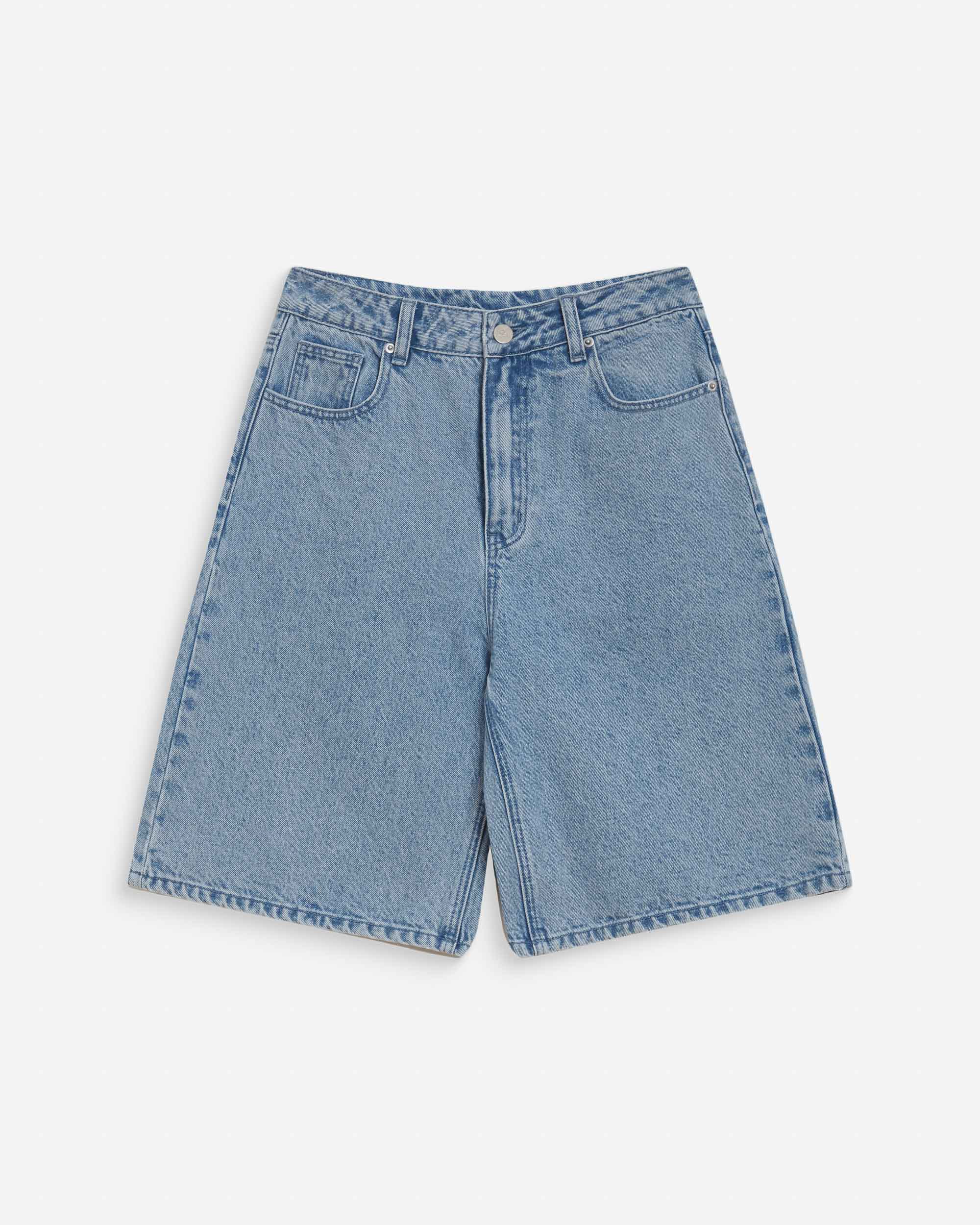 High-waisted long denim bermuda shorts skyblue Will
