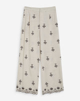 Pantalón recto bordado 7/8 chocolat Waren