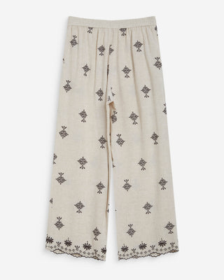 Pantalón recto bordado 7/8 chocolat Waren