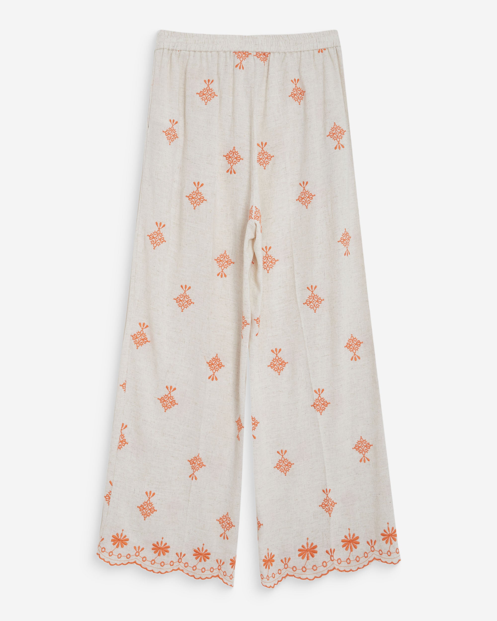 Pantalón recto bordado 7/8 orange Waren