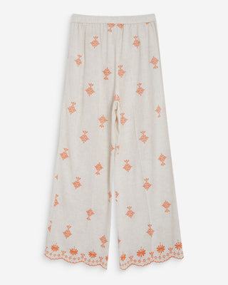 Pantalón recto bordado 7/8 orange Waren