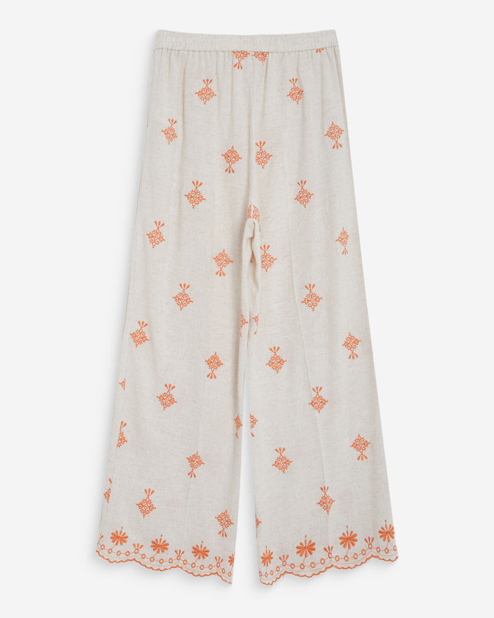 Pantalón recto bordado 7/8 orange Waren