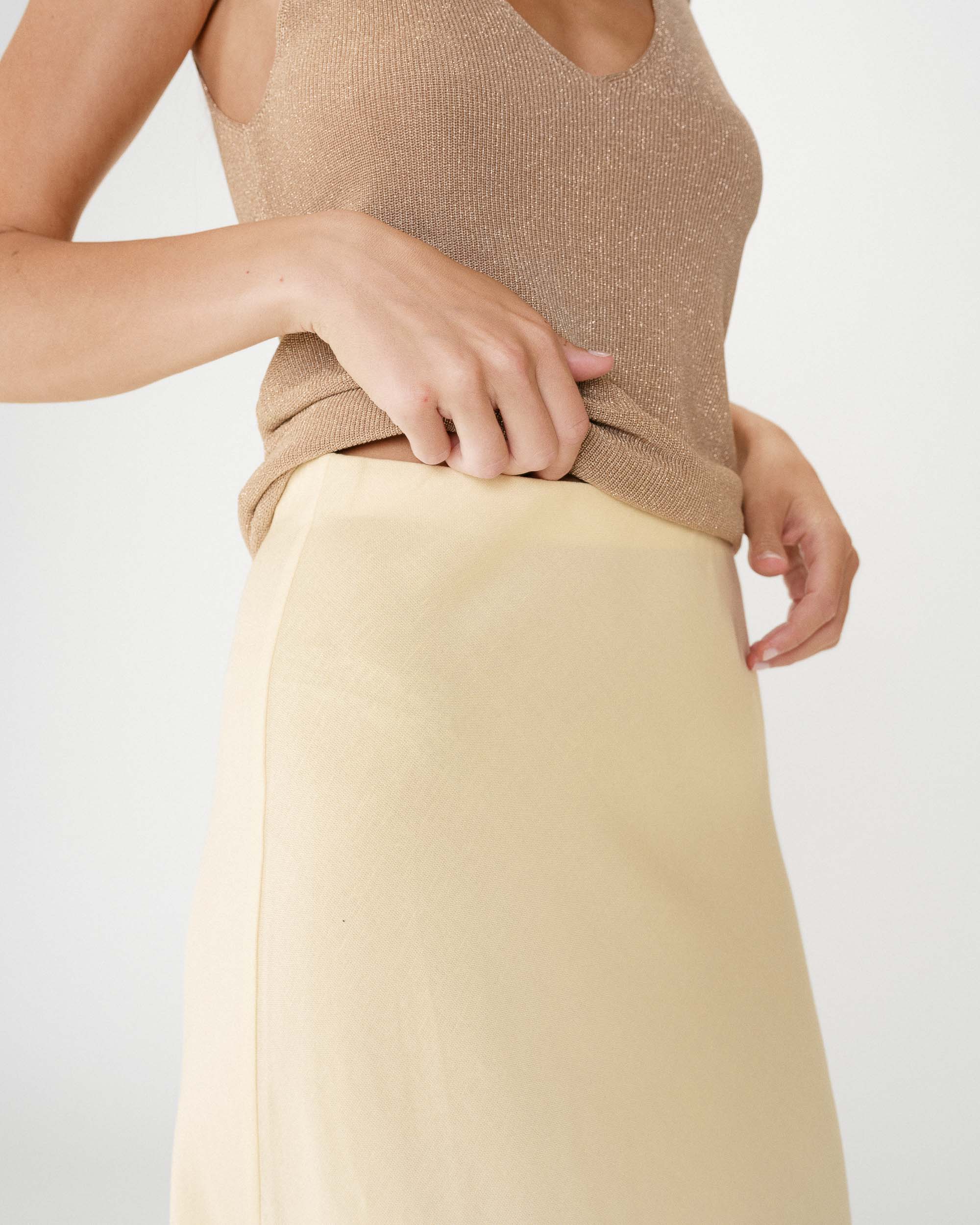 Jupe longue évasée taille haute jaune Winda