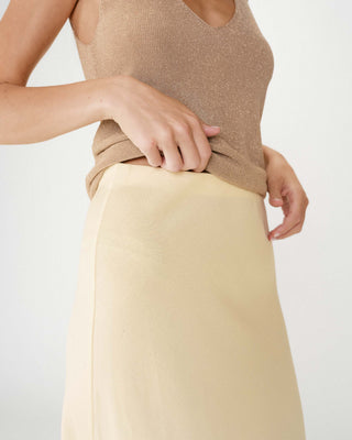 Jupe longue évasée taille haute jaune Winda