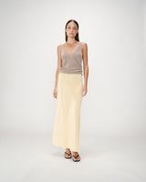 Jupe longue évasée taille haute jaune Winda