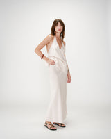 High-waisted flared long skirt sable Winda