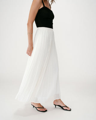 Flowing pleated long skirt ecru Walina