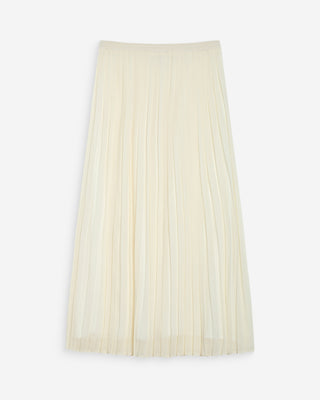 Flowing pleated long skirt ecru Walina