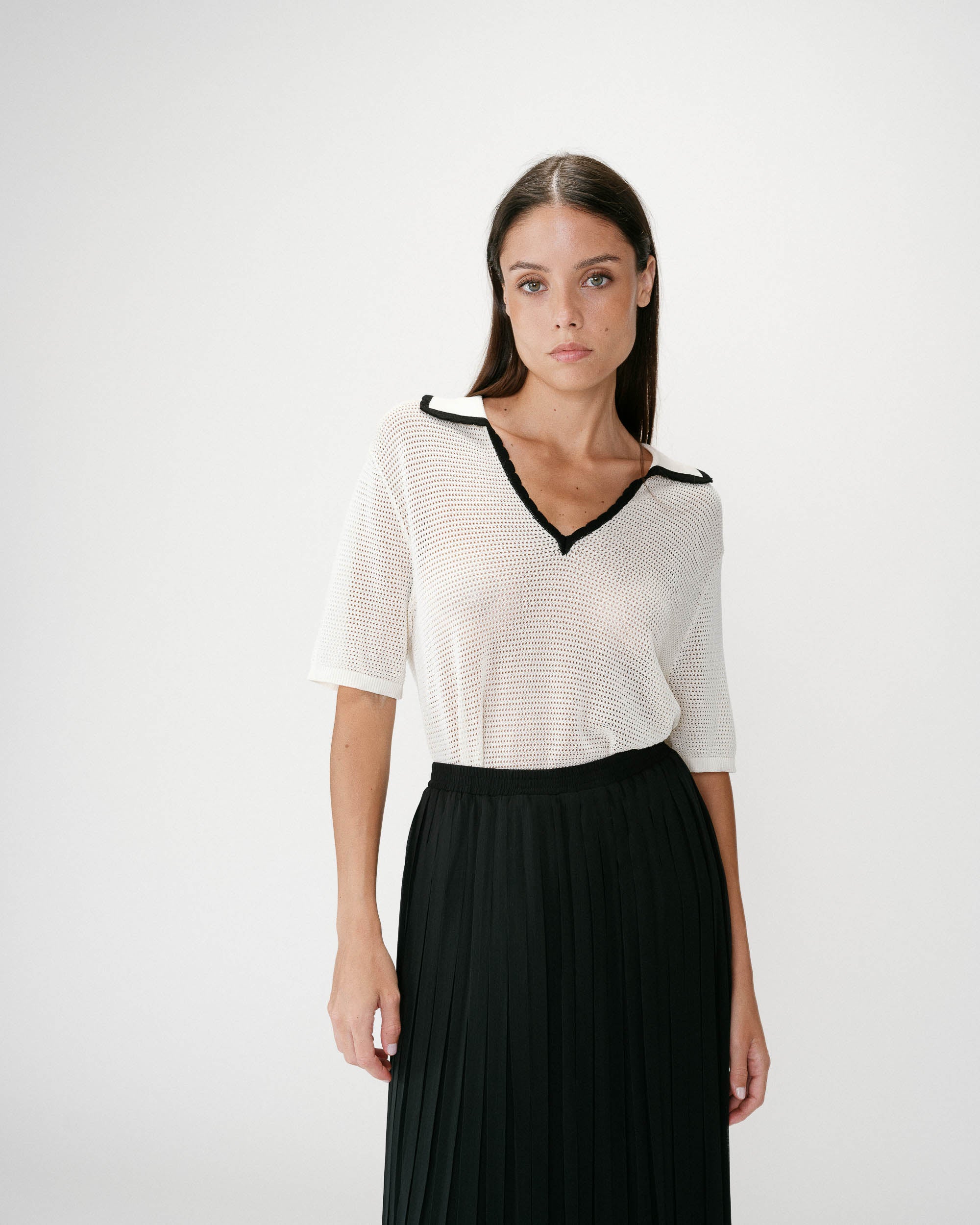 Flowing pleated long skirt noir Walina