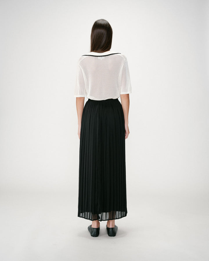 Flowing pleated long skirt noir Walina