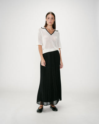 Flowing pleated long skirt noir Walina