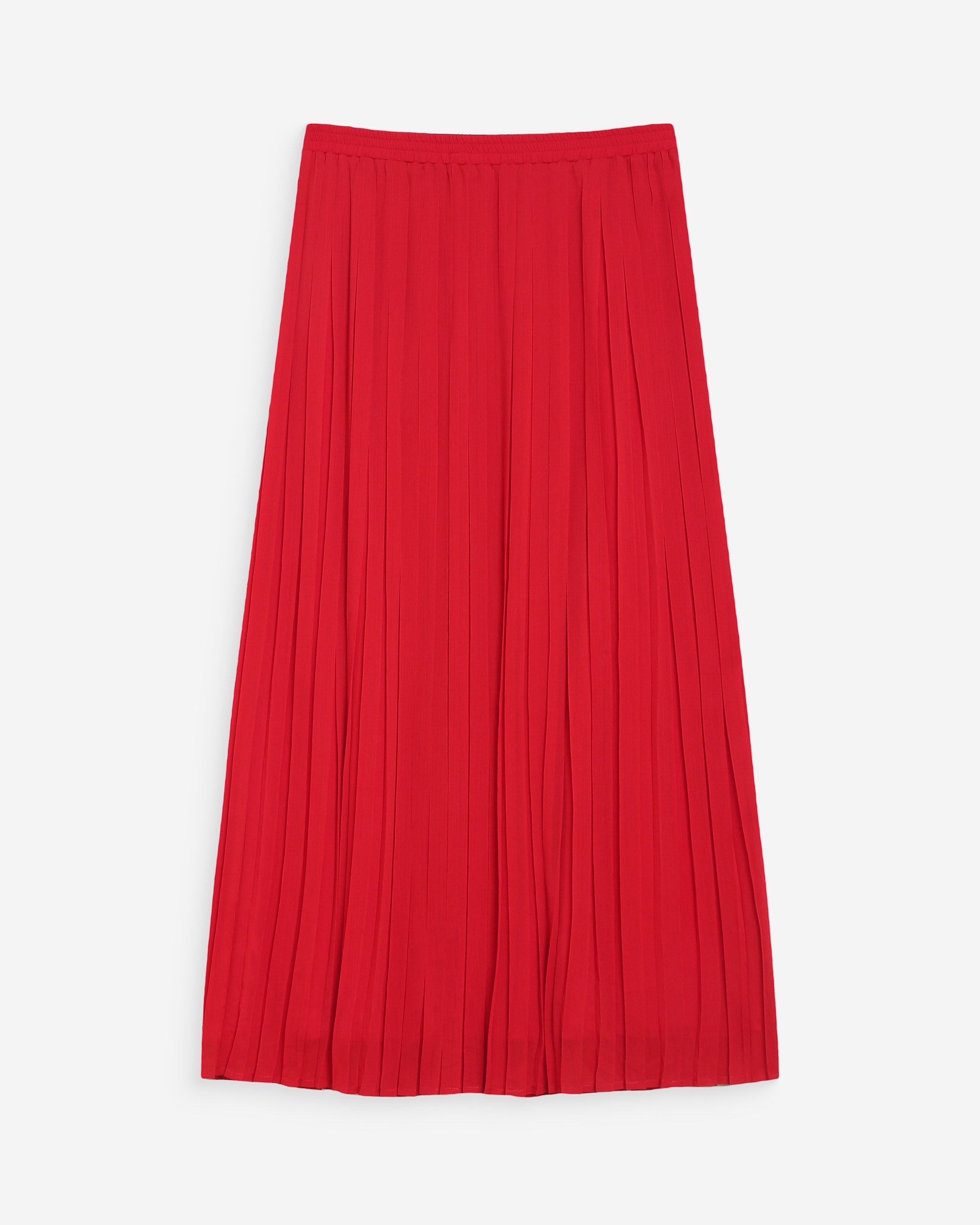 Flowing pleated long skirt rouge Walina