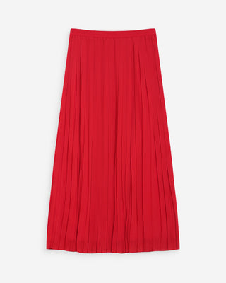 Flowing pleated long skirt rouge Walina