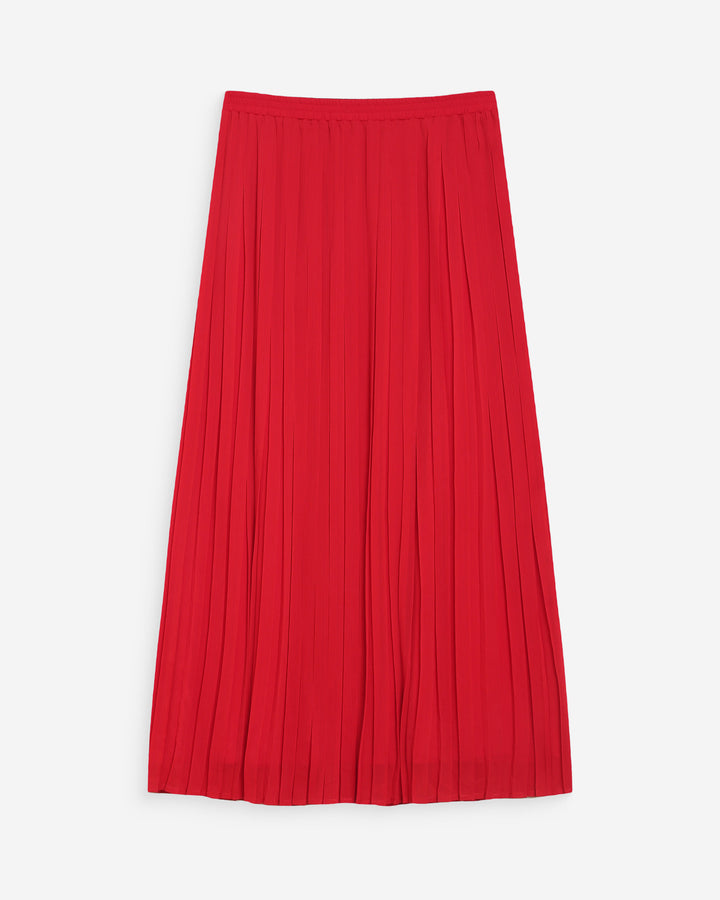 Flowing pleated long skirt rouge Walina