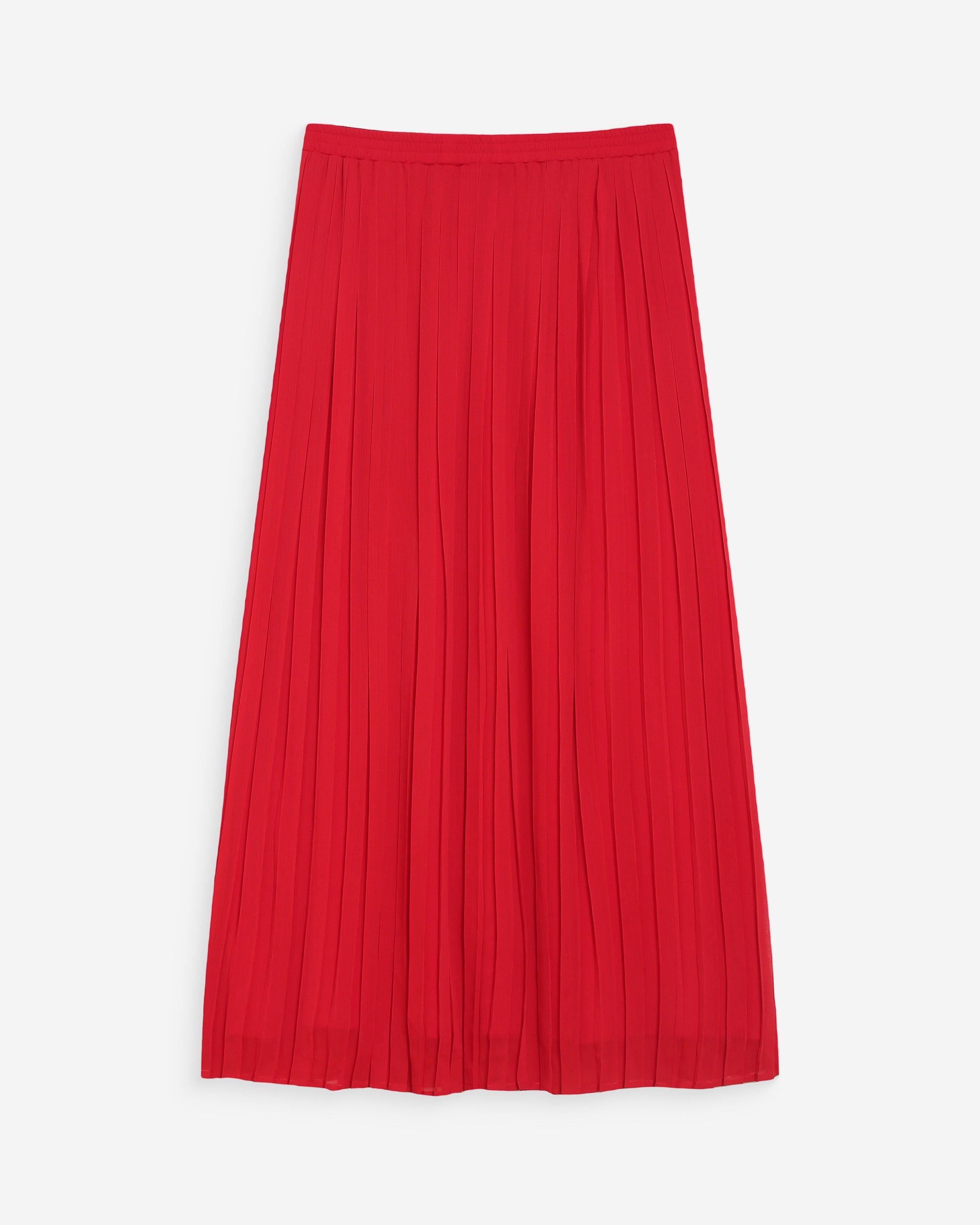 Flowing pleated long skirt rouge Walina