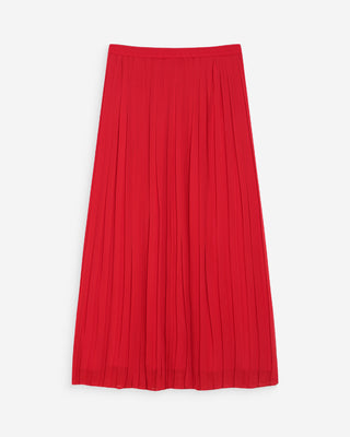Flowing pleated long skirt rouge Walina