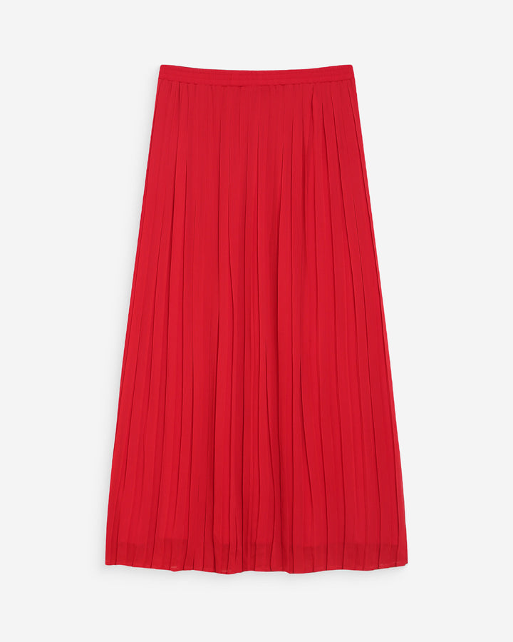 Flowing pleated long skirt rouge Walina