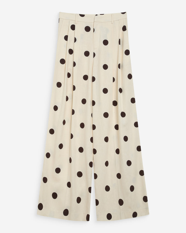 Pantalon large à pois ecru Wynell